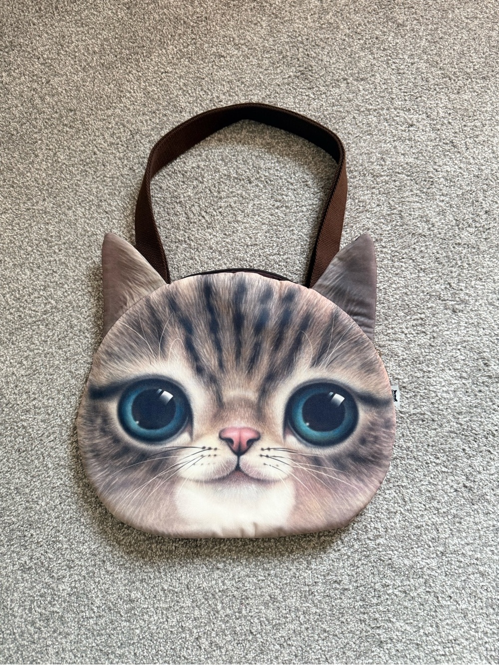 Miu Miu Brown Cat Face Shoulder Bag with Blue Eyes